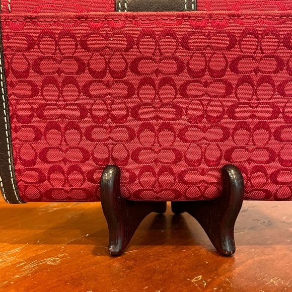 Coach Red Signature Soho Buckle Wallet Rare Colorway Leather Trim Vintage Y2K - Picture 7 of 16